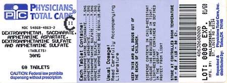 Dextroamphetamine saccharate, amphetamine aspartate monohydrate, dextroamphetamine sulfate and amphetamine sulfate